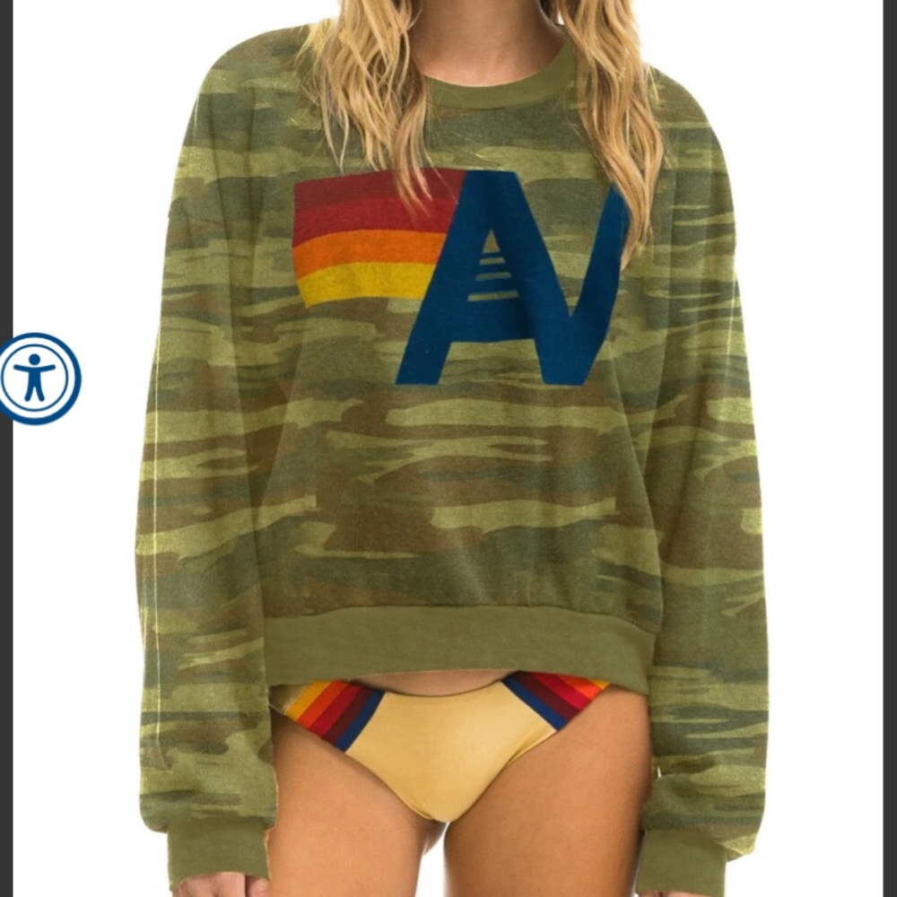 AVIATOR NATION LOGO RELAXED CREW SWEATSHIRT - CAMO